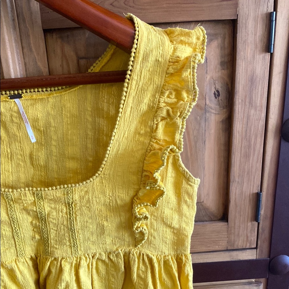 Free People Yellow Ruffled Crop Top - Picture 6 of 15